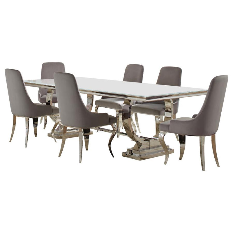Antoine 7-piece Rectangular Glass Top Dining Table Set Grey-zoom-