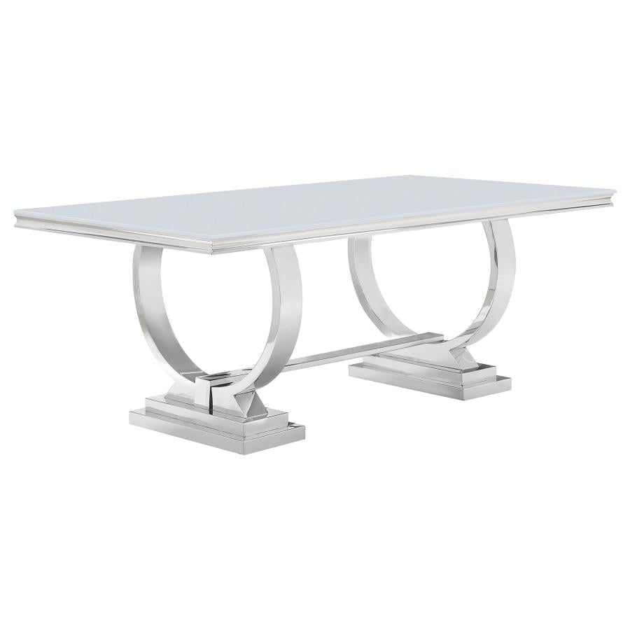 Antoine Rectangular 95-inch Glass Top Dining Table White-1