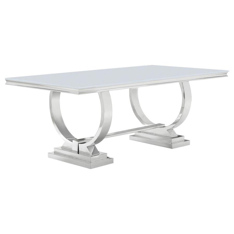 Antoine Rectangular 95-inch Glass Top Dining Table White-zoom-