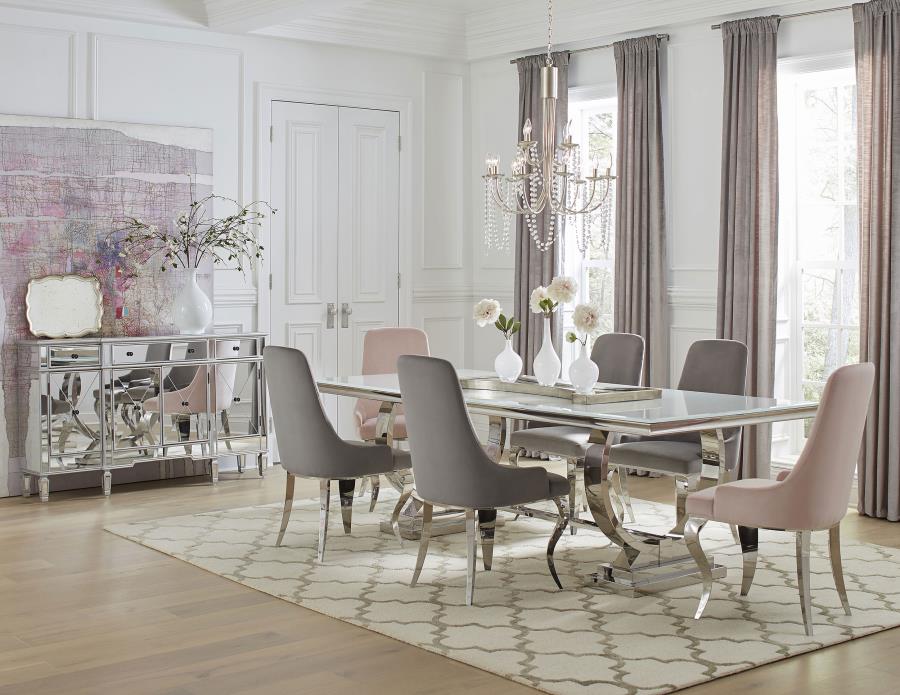 Antoine Rectangular 95-inch Glass Top Dining Table White-4