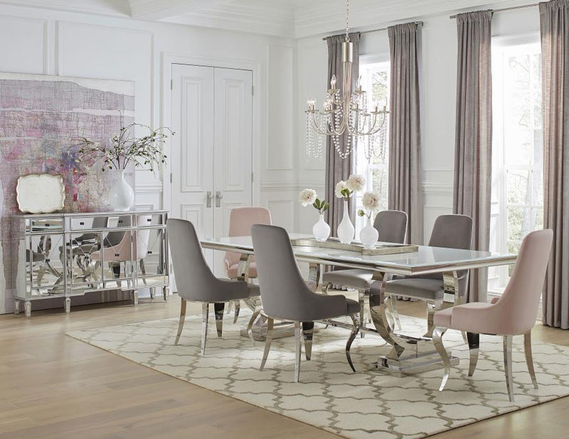 Antoine Rectangular 95-inch Glass Top Dining Table White-zoom-