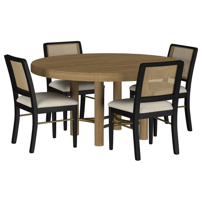 Arini 5-piece Round Dining Table Set Sand Wash and Black-zoom-