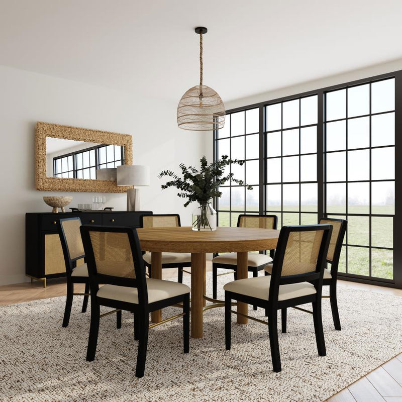Arini 7-piece Round Dining Table Set Sand Wash and Black-zoom-