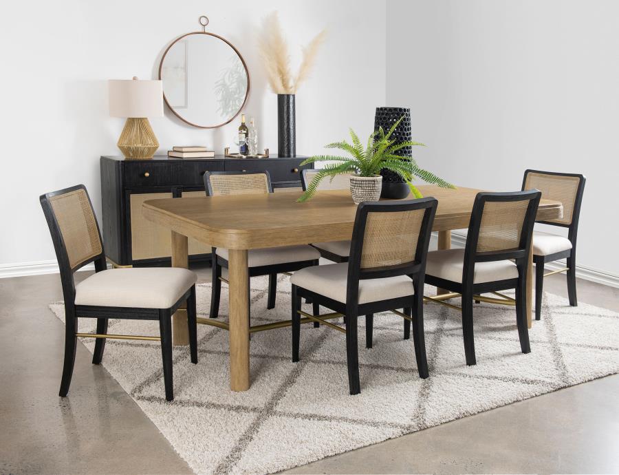 Arini 7-piece Extension Leaf Dining Table Set Sand Wash and Black-1