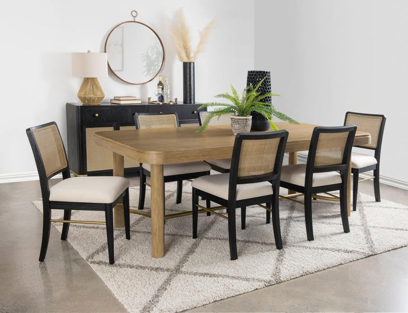 Arini 7-piece Extension Leaf Dining Table Set Sand Wash and Black-zoom-