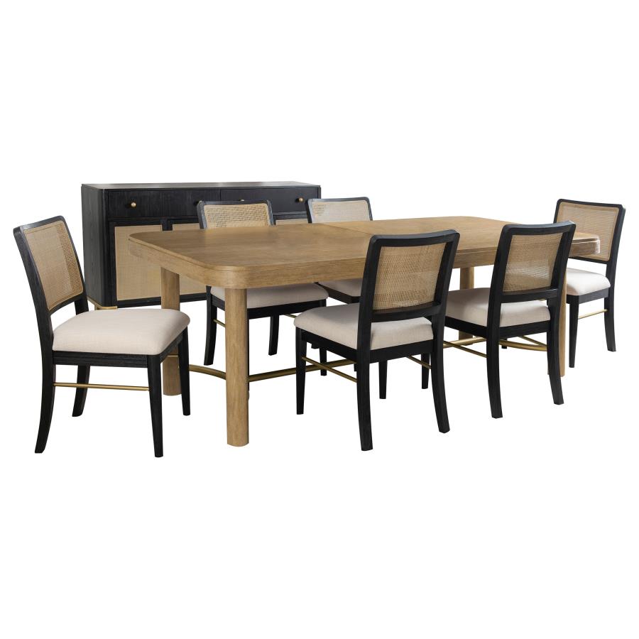 Arini 7-piece Extension Leaf Dining Table Set Sand Wash and Black-2