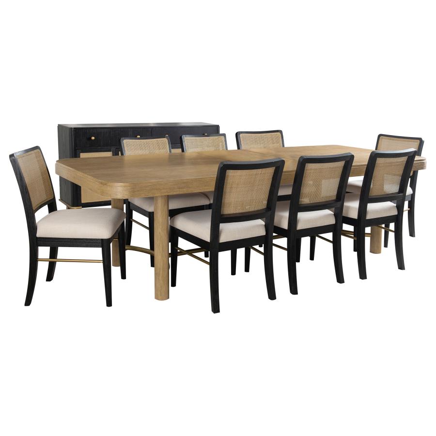 Arini 9-piece Extension Leaf Dining Table Set Sand Wash and Black-2