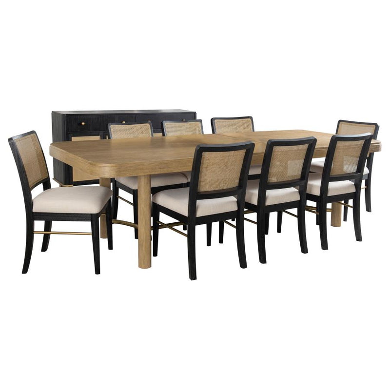 Arini 9-piece Extension Leaf Dining Table Set Sand Wash and Black-zoom-