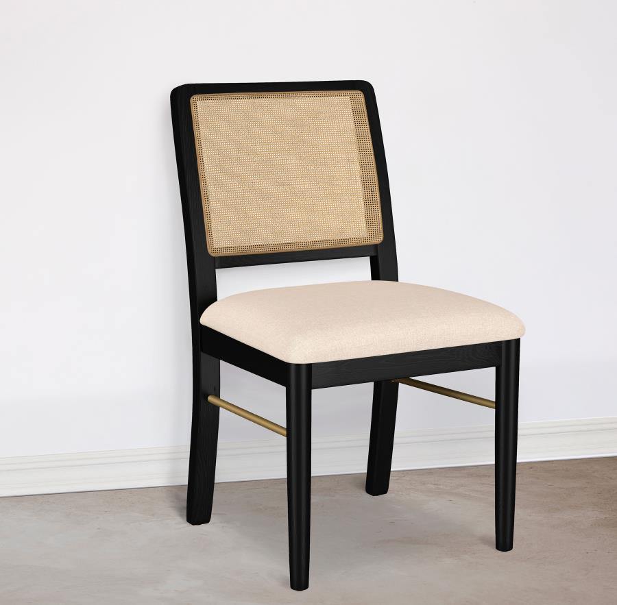 Arini Rattan Cane Dining Side Chair Black (Set of 2)-2