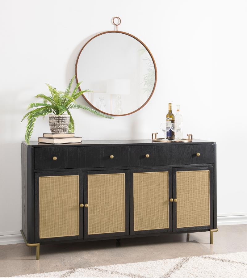 Arini 2-drawer Cane Door Dining Sideboard Server Black-2