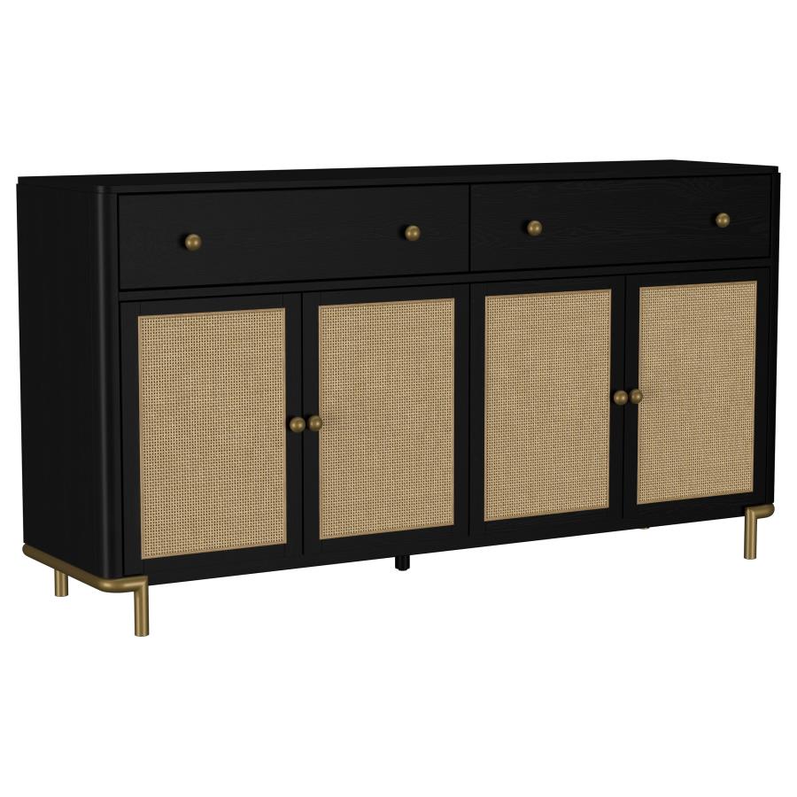 Arini 2-drawer Cane Door Dining Sideboard Server Black-1