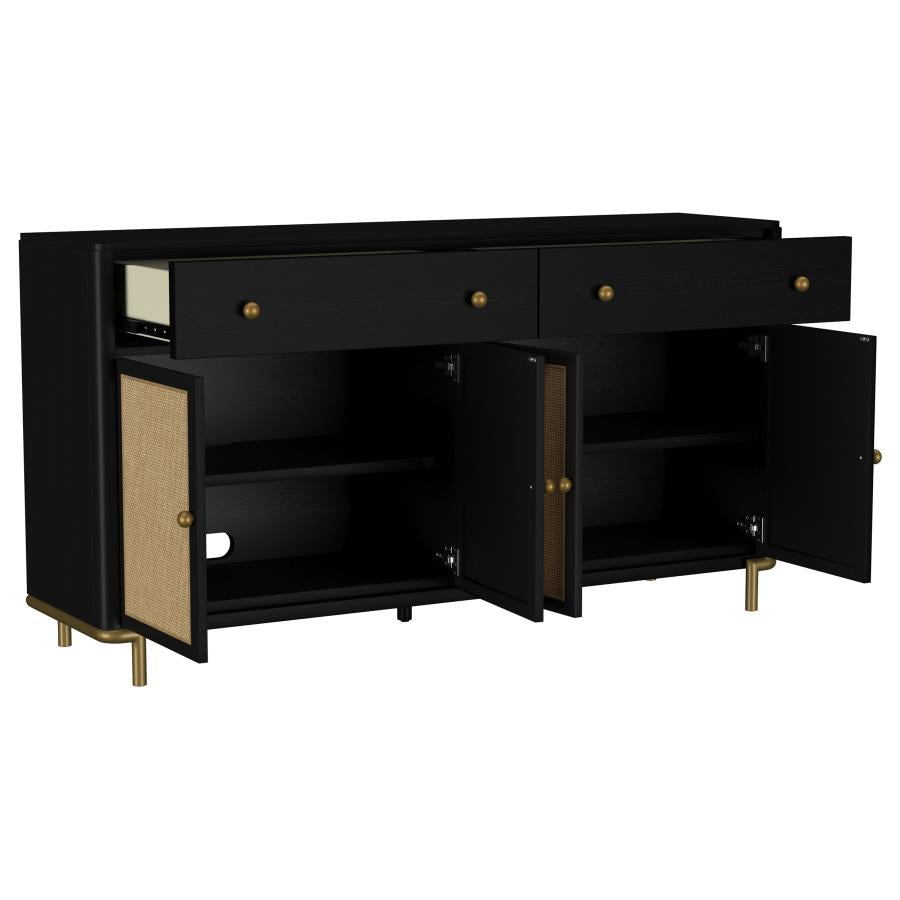 Arini 2-drawer Cane Door Dining Sideboard Server Black-3