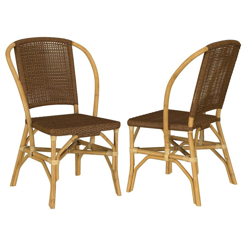 Lexley Woven Rattan Dining Side Chair Brown (Set of 2)-zoom-