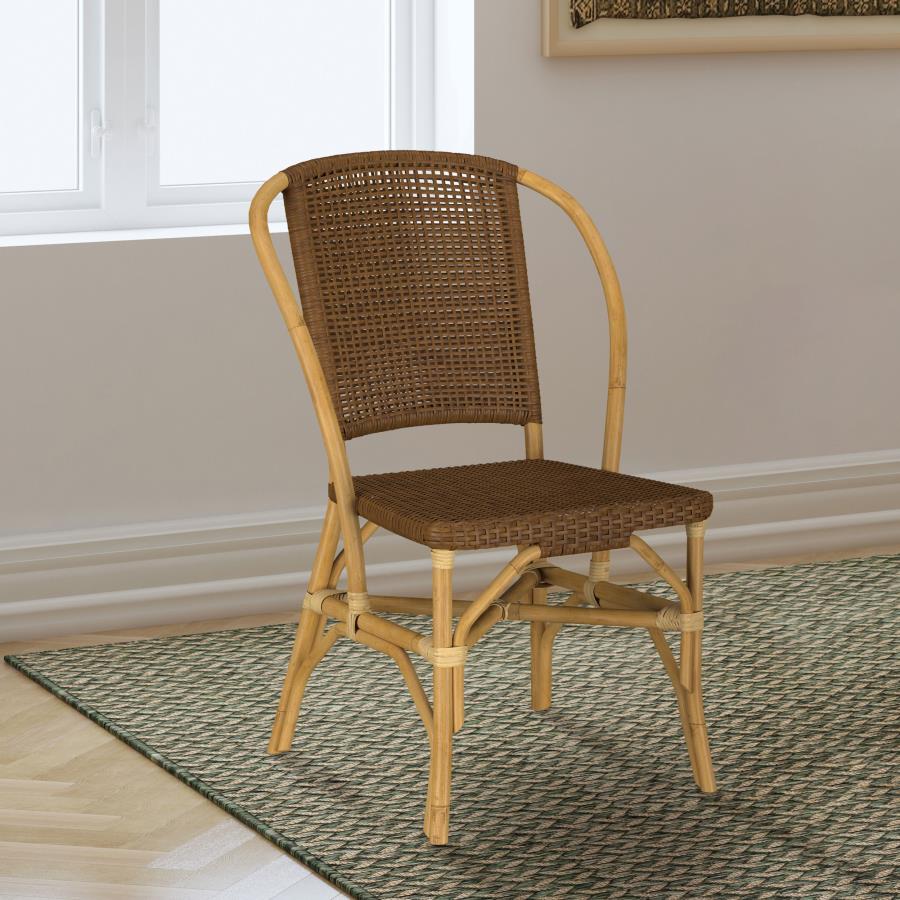 Lexley Woven Rattan Dining Side Chair Brown (Set of 2)-2