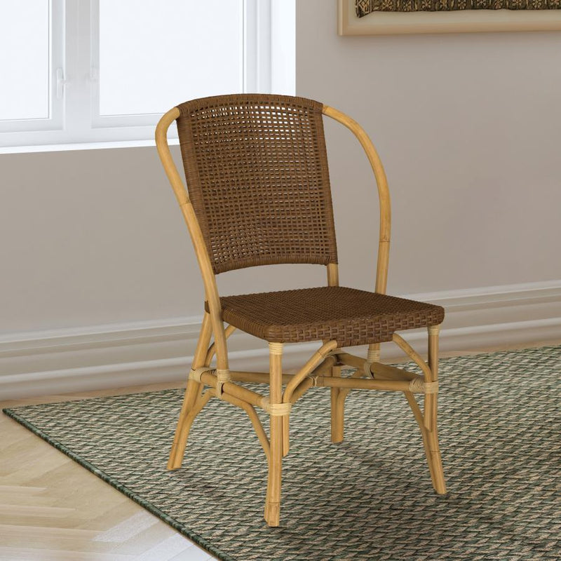 Lexley Woven Rattan Dining Side Chair Brown (Set of 2)-zoom-