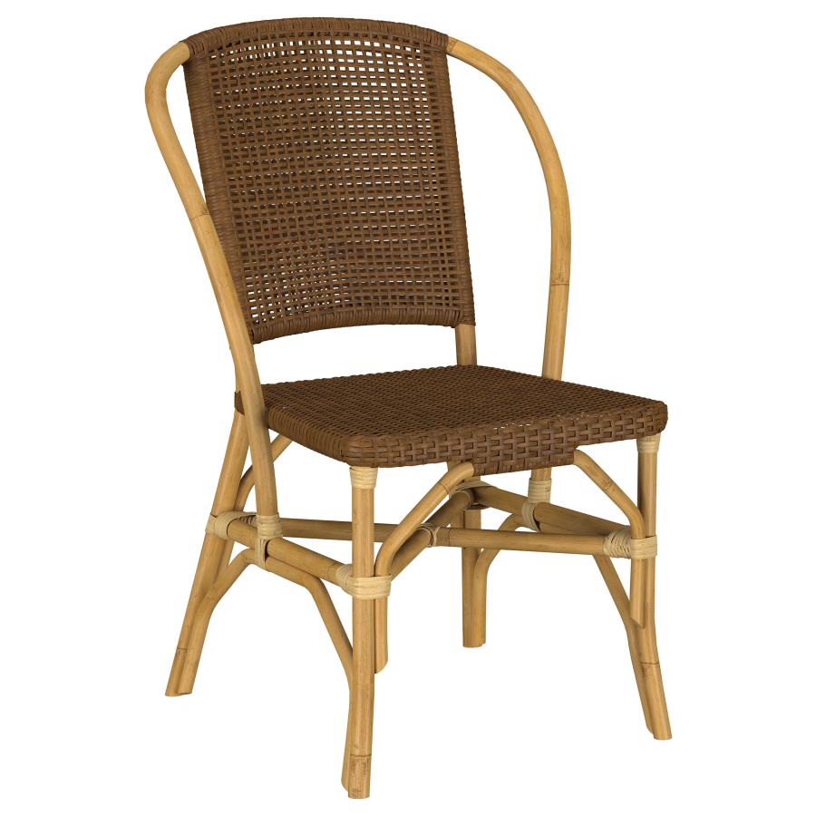 Lexley Woven Rattan Dining Side Chair Brown (Set of 2)-3