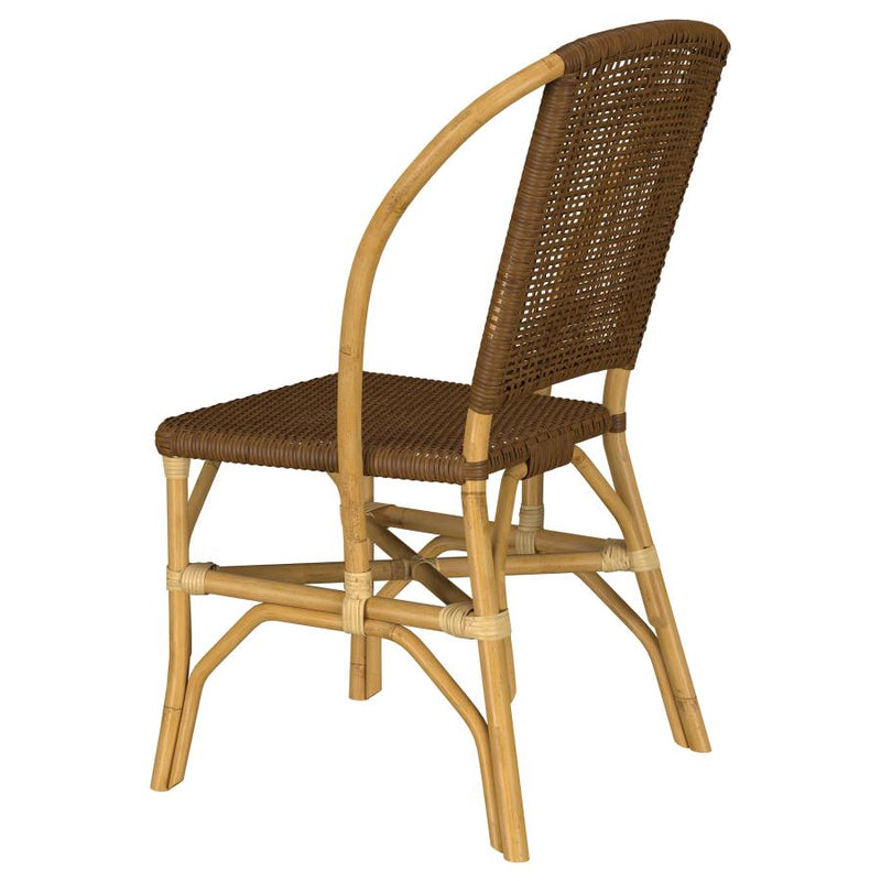 Lexley Woven Rattan Dining Side Chair Brown (Set of 2)-zoom-