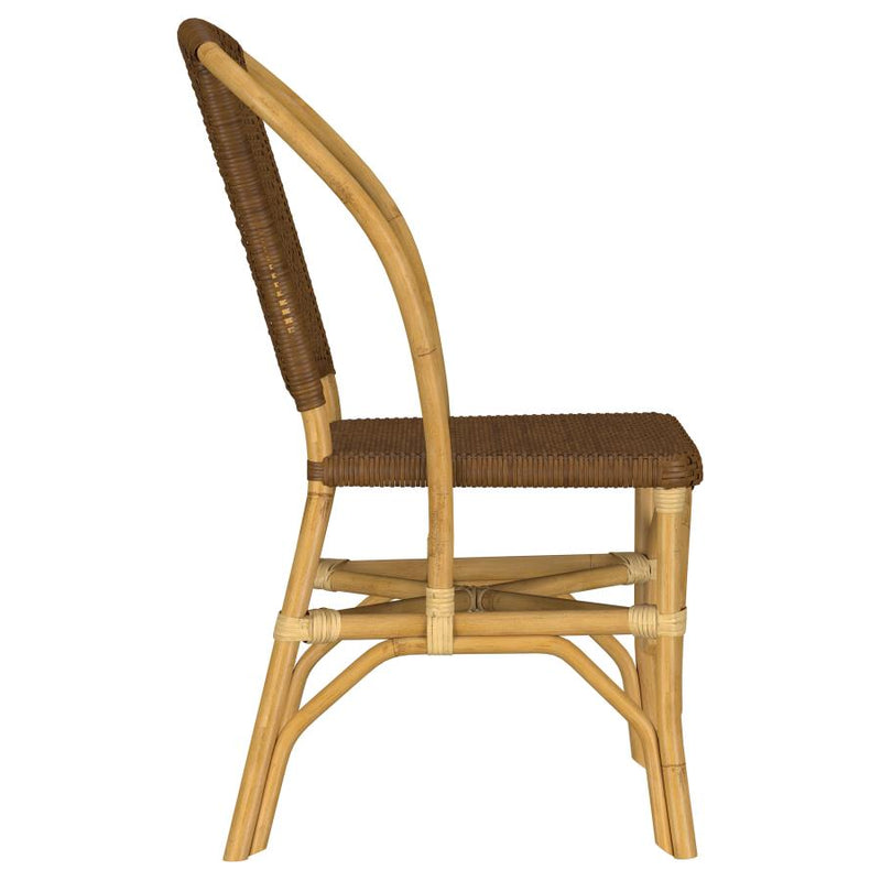 Lexley Woven Rattan Dining Side Chair Brown (Set of 2)-zoom-