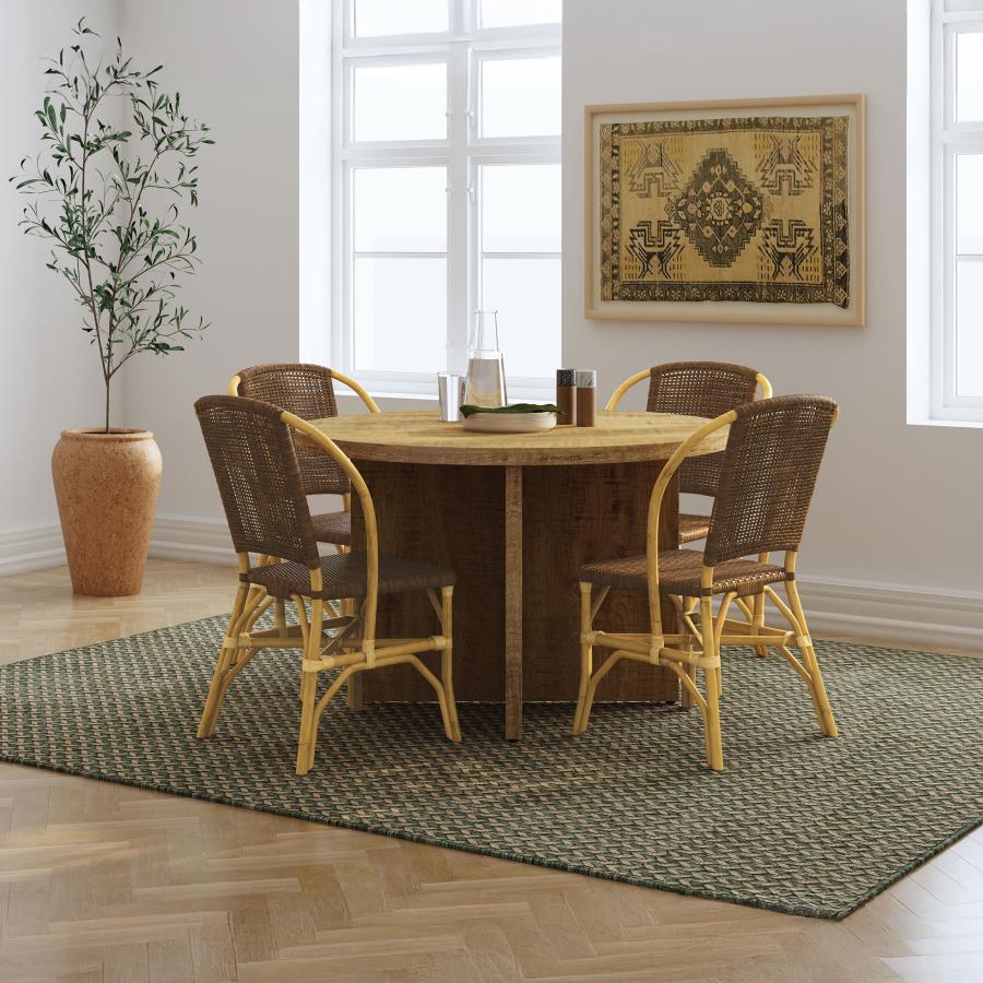 Lexley Woven Rattan Dining Side Chair Brown (Set of 2)-11