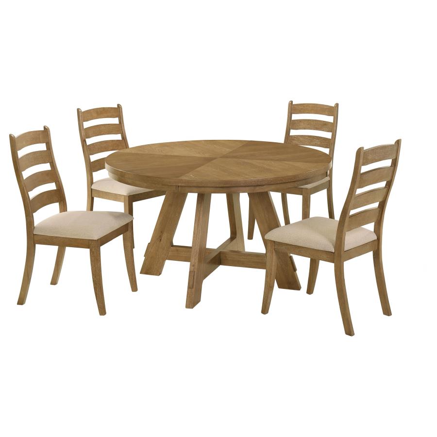 Danvers 5-piece Dining Table Set Brown Oak and Latte-2