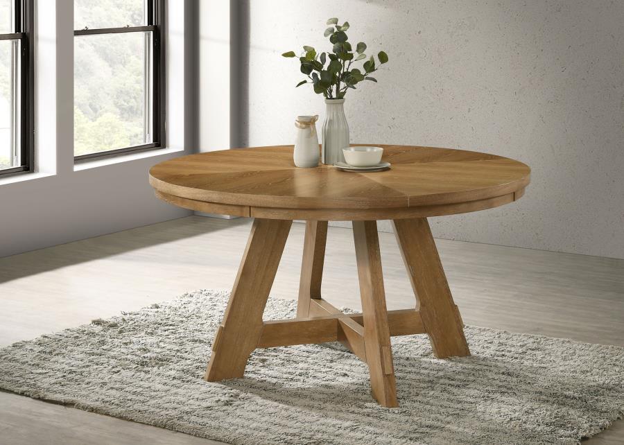 Danvers Round 54-inch Wood Dining Table Brown Oak-zoom-2