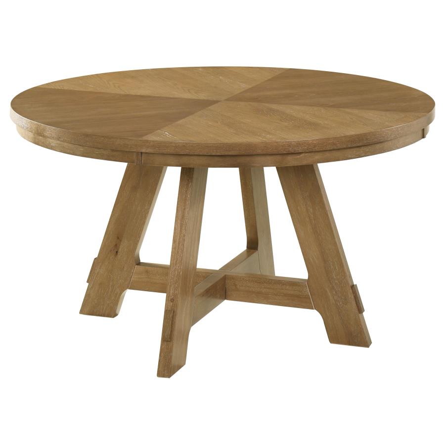 Danvers Round 54-inch Wood Dining Table Brown Oak-zoom-1