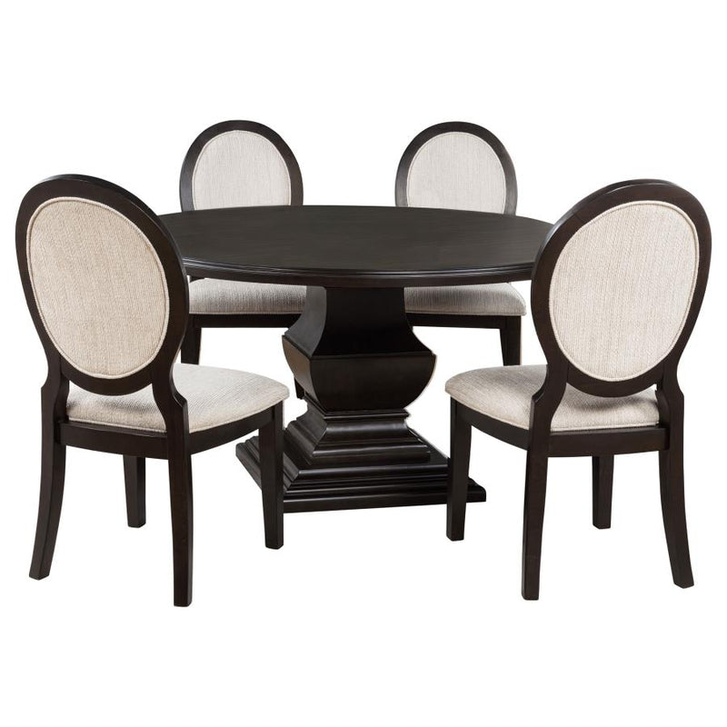 Twyla 5-piece Round Wood Dining Room Table Set Dark Cocoa-zoom-