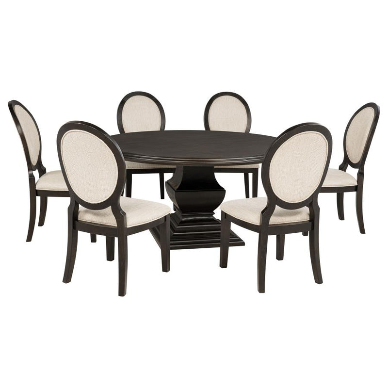 Twyla 7-piece Round Wood Dining Room Table Set Dark Cocoa-zoom-