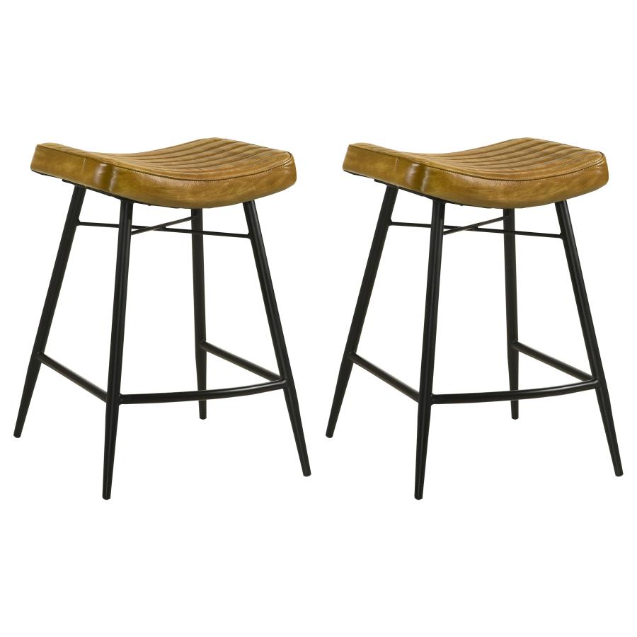 Bayu Leather Upholstered Counter Stool Camel (Set of 2)-zoom-1