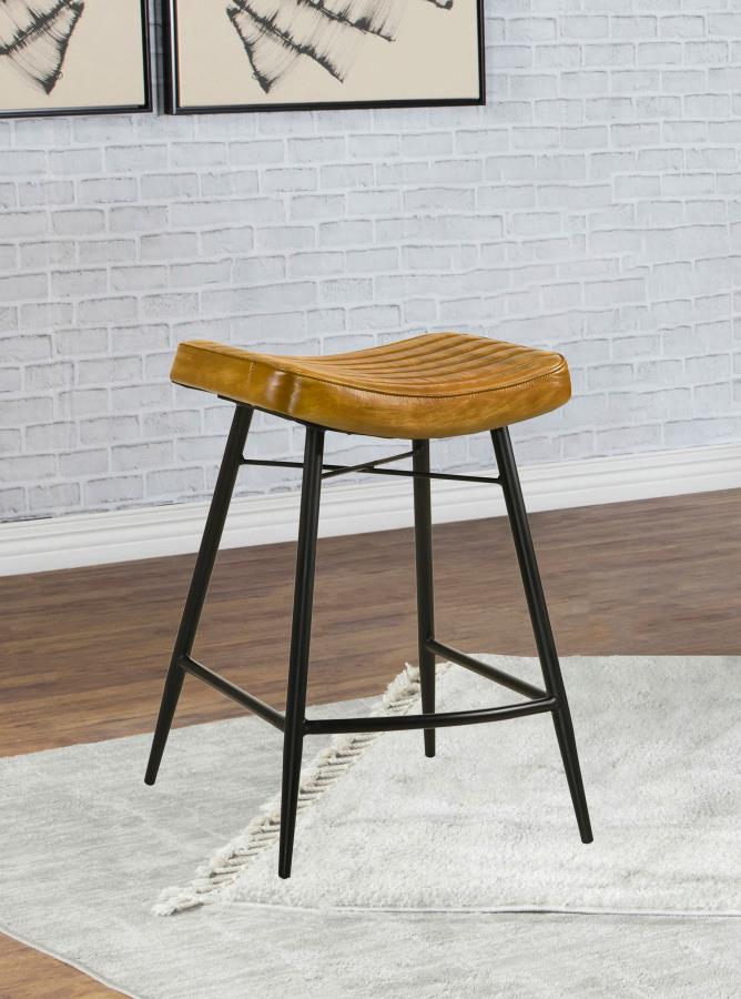 Bayu Leather Upholstered Counter Stool Camel (Set of 2)-zoom-2