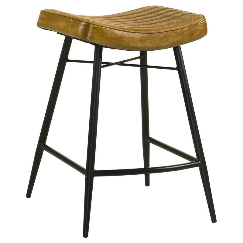 Bayu Leather Upholstered Counter Stool Camel (Set of 2)-zoom-