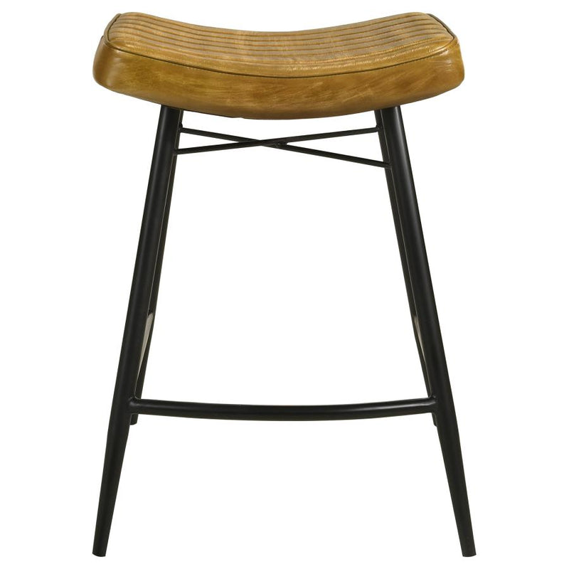 Bayu Leather Upholstered Counter Stool Camel (Set of 2)-zoom-