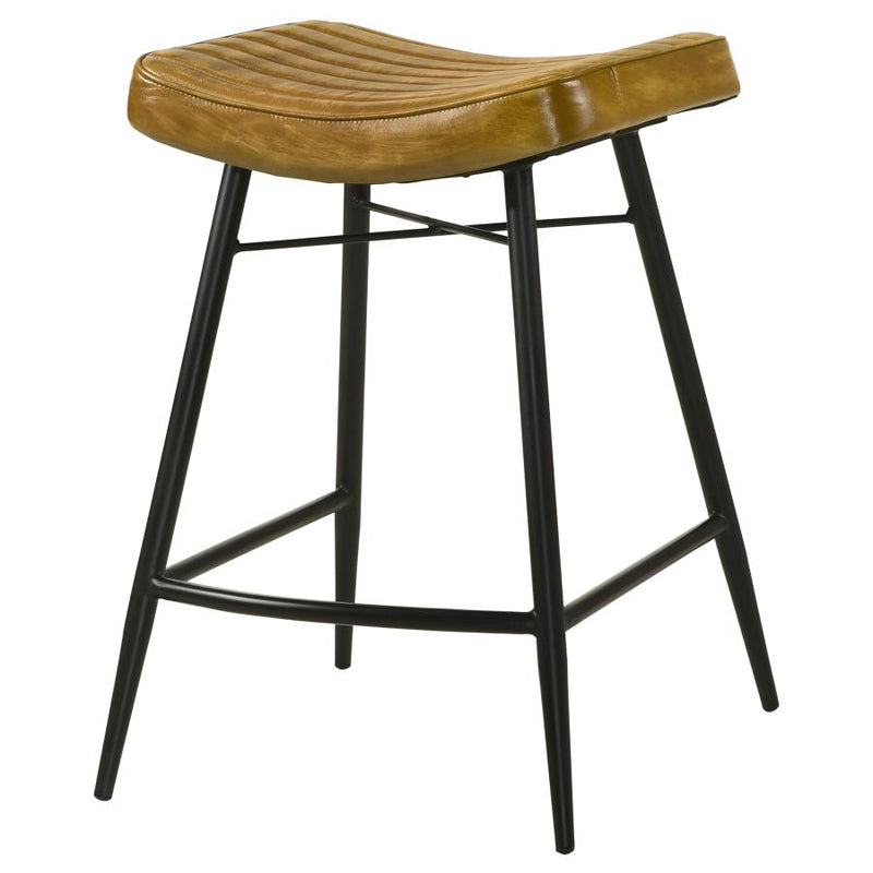 Bayu Leather Upholstered Counter Stool Camel (Set of 2)-zoom-