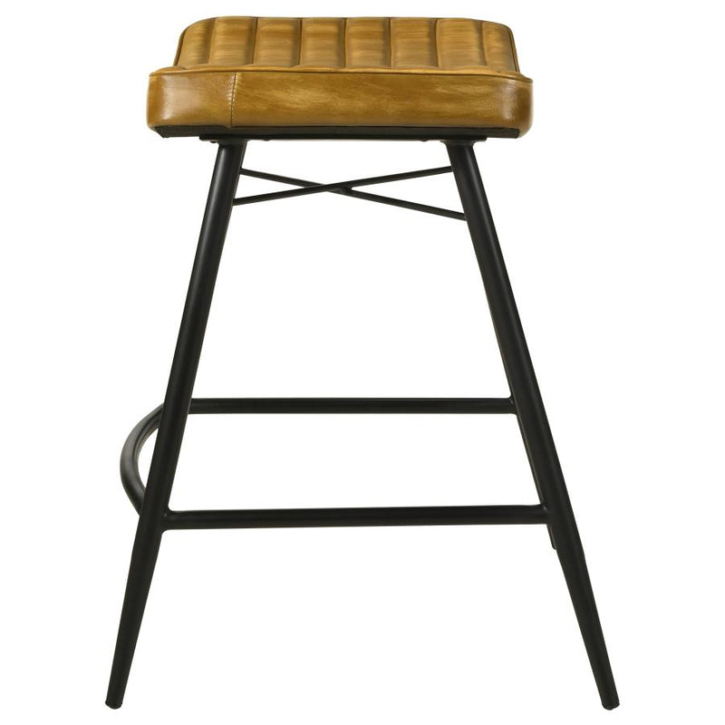 Bayu Leather Upholstered Counter Stool Camel (Set of 2)-zoom-