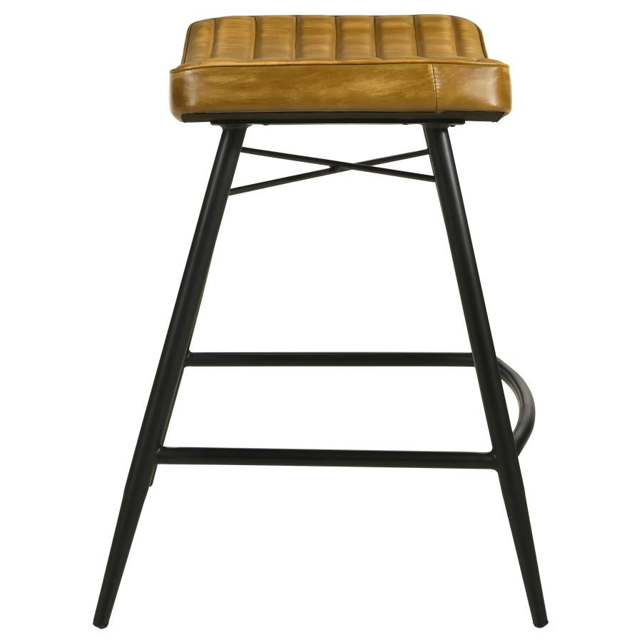 Bayu Leather Upholstered Counter Stool Camel (Set of 2)-7