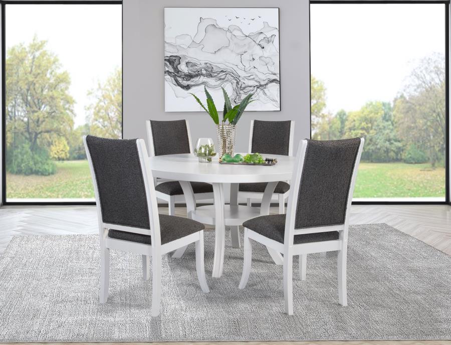 Judd 5-piece 54-inch Round Wood Dining Table Set Pearl White-1