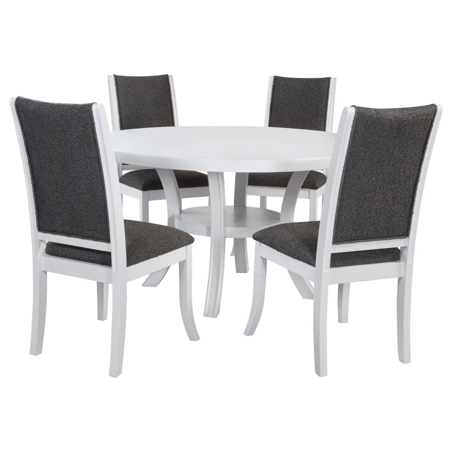 Judd 5-piece 54-inch Round Wood Dining Table Set Pearl White-zoom-2