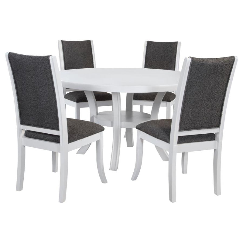 Judd 5-piece 54-inch Round Wood Dining Table Set Pearl White-zoom-