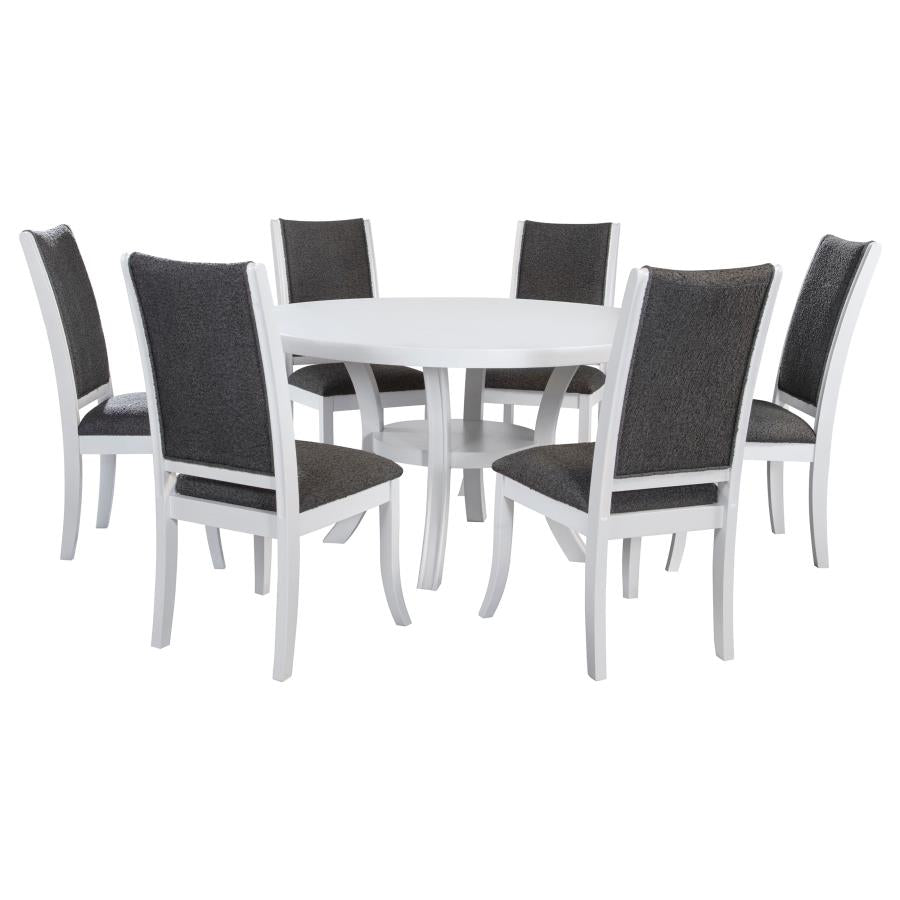 Judd 7-piece 54-inch Round Wood Dining Table Set Pearl White-zoom-2