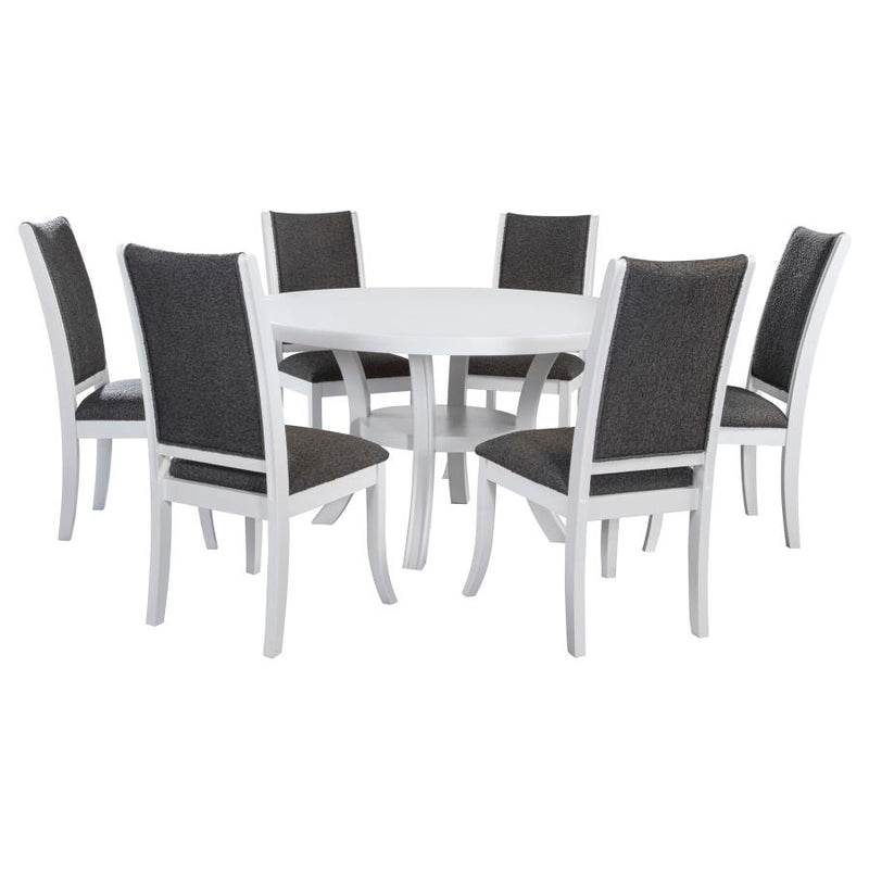 Judd 7-piece 54-inch Round Wood Dining Table Set Pearl White-zoom-