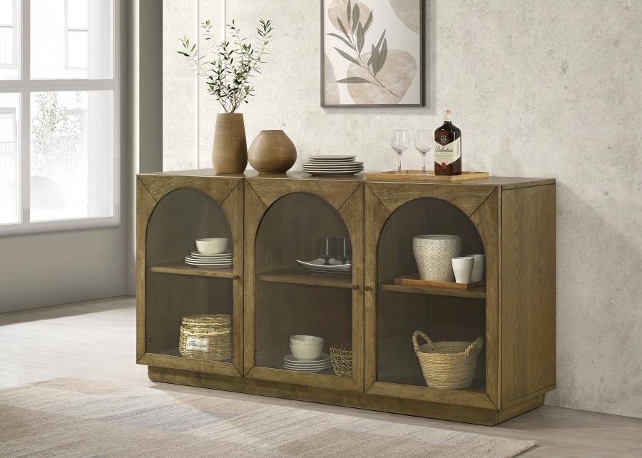 Castlewood 71-inch Dining Sideboard Buffet Server Brown Oak-zoom-2