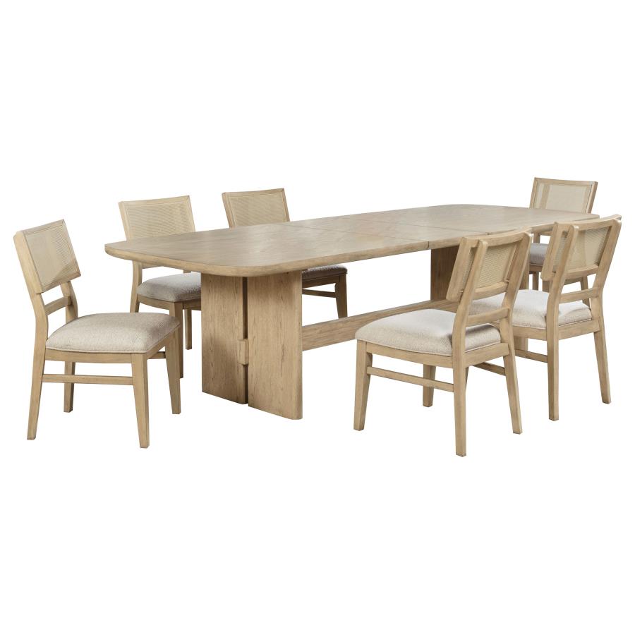 Kailani 7-piece Rectangular Wood Dining Table Set Beige Oak-2