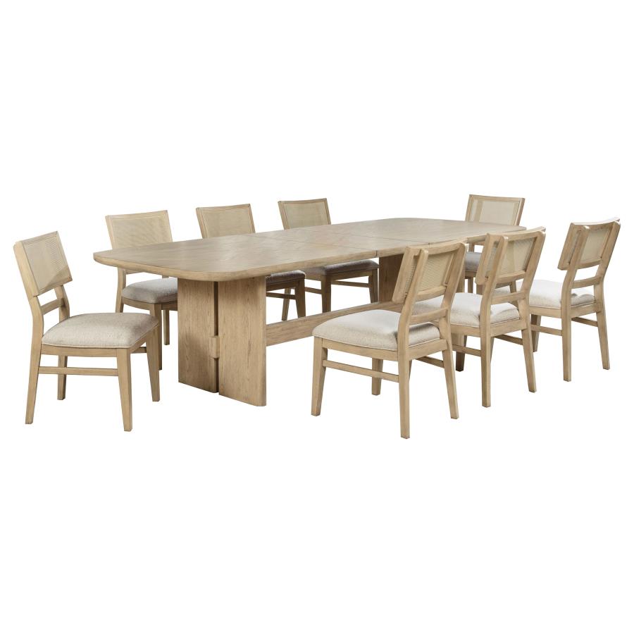 Kailani 9-piece Rectangular Wood Dining Table Set Beige Oak-2