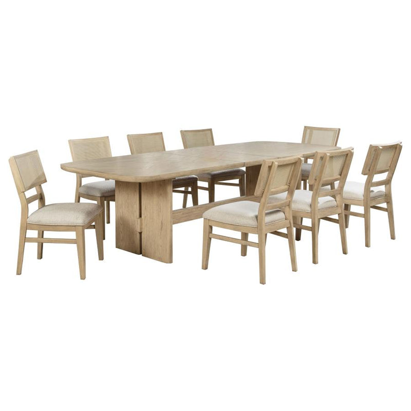 Kailani 9-piece Rectangular Wood Dining Table Set Beige Oak-zoom-