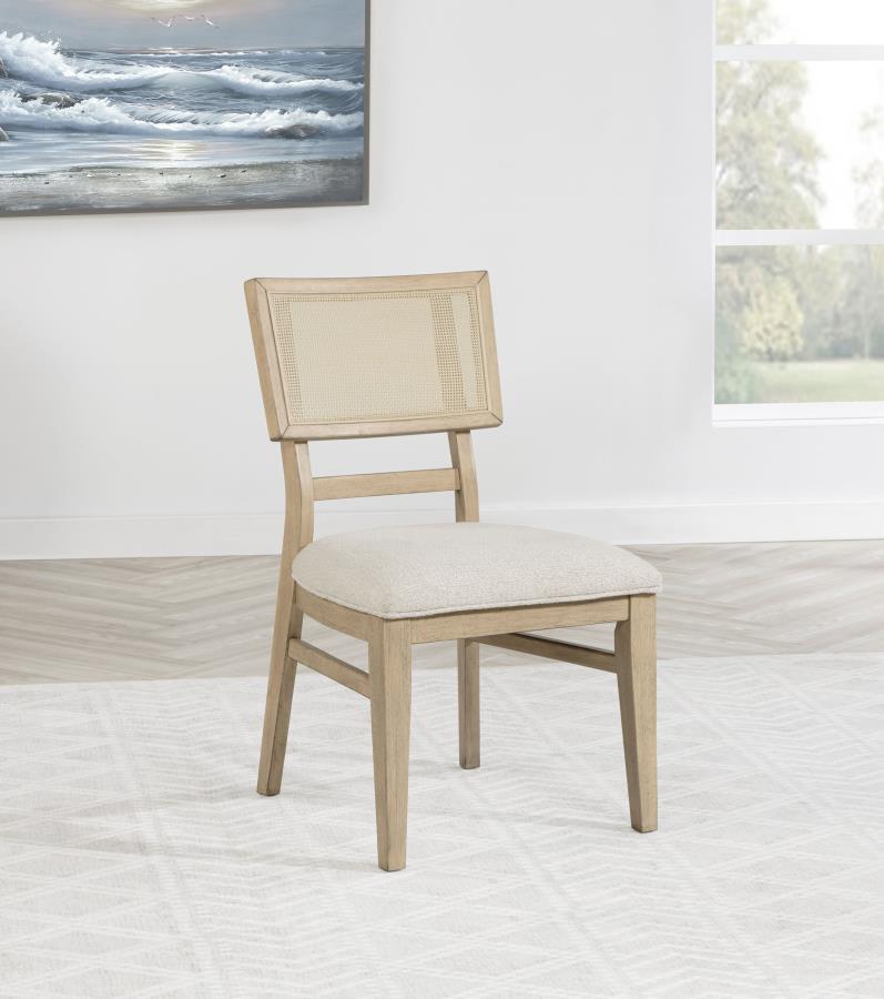 Kailani Rattan Cane Dining Side Chair Beige Oak (Set of 2)-2
