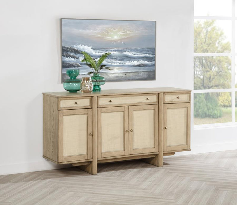 Kailani 4-door Cane Sideboard Buffet Cabinet Beige Oak-zoom-