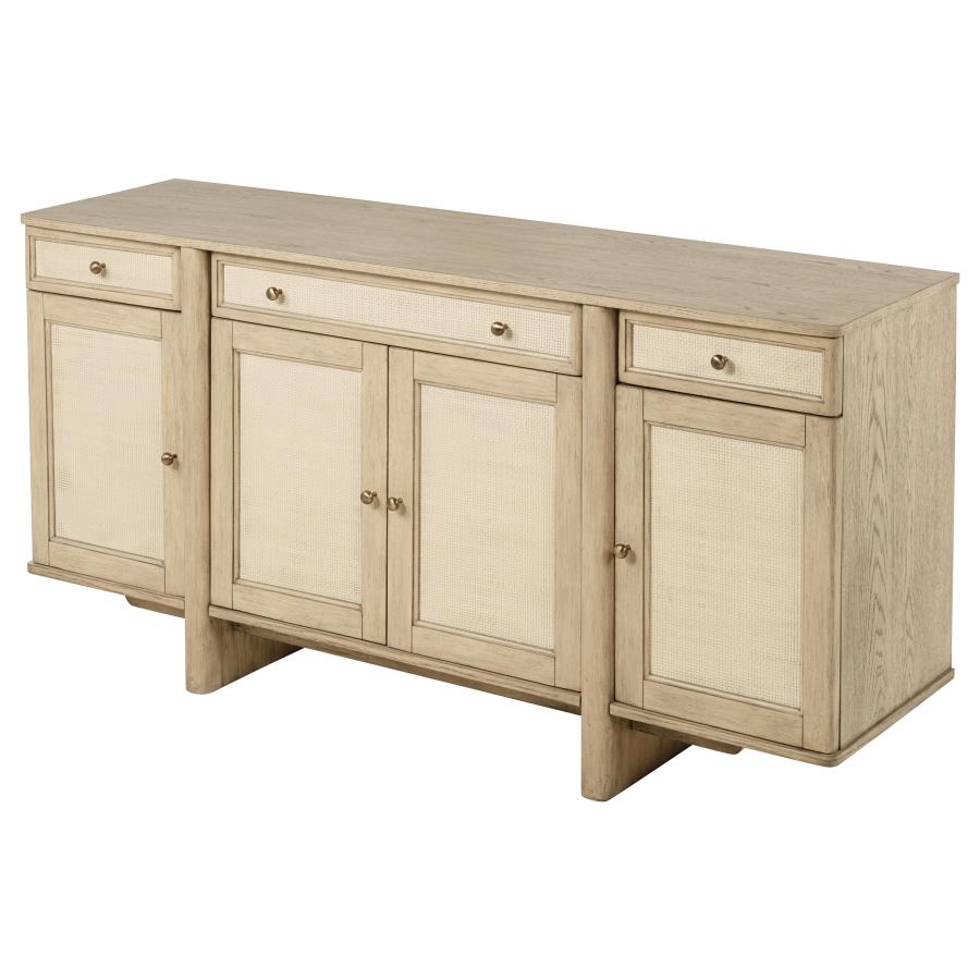 Kailani 4-door Cane Sideboard Buffet Cabinet Beige Oak-5