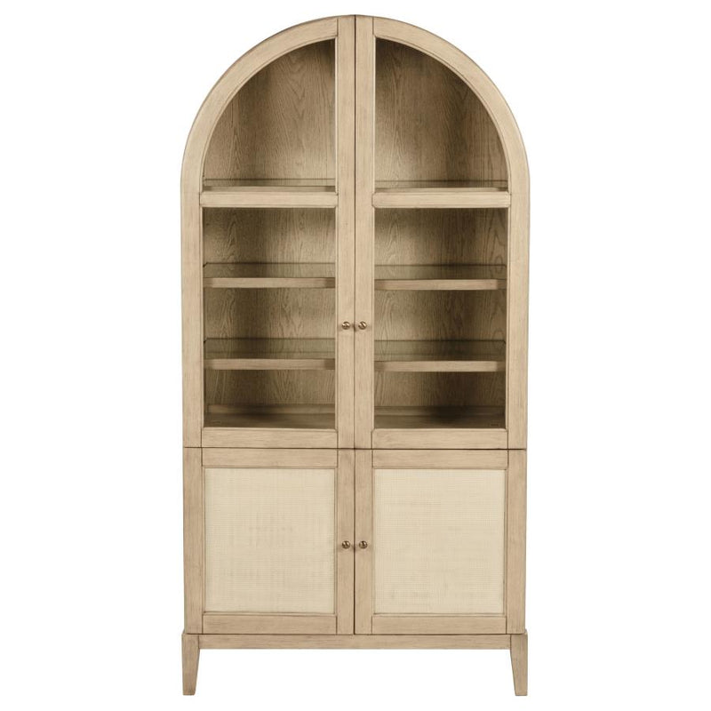 Kailani 4-Door Cane Dining Vitrine Display Cabinet Beige Oak-zoom-