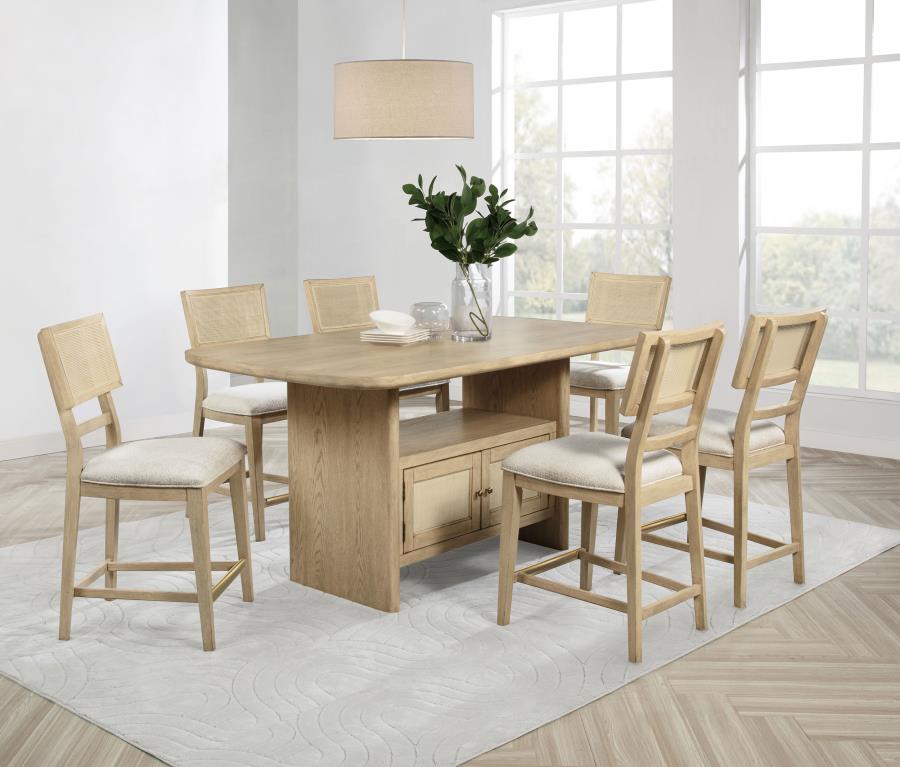 Kailani 7-piece Wood Counter Height Dining Set Beige Oak-1