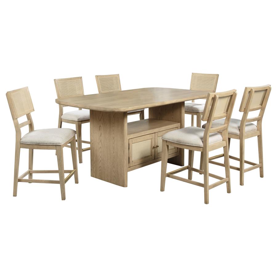 Kailani 7-piece Wood Counter Height Dining Set Beige Oak-zoom-2